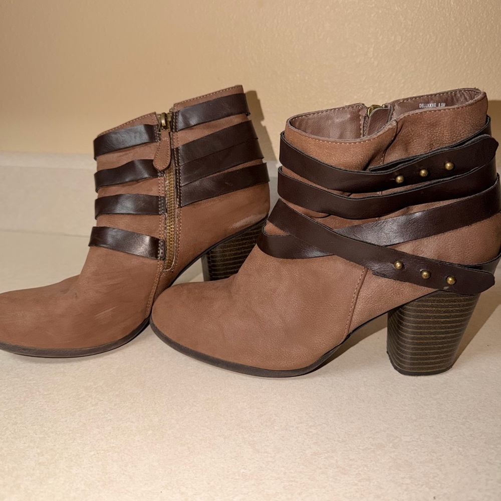 Brown Ankle Boots with Straps